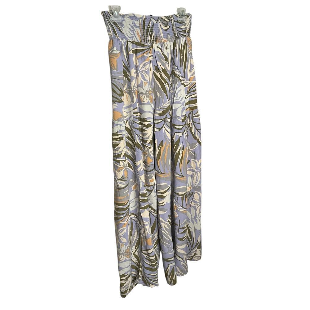 Patrons Of Peace Wide Leg Paperbag Pants Tropical Print Blue/Multi Size L NWT - Picture 2 of 5